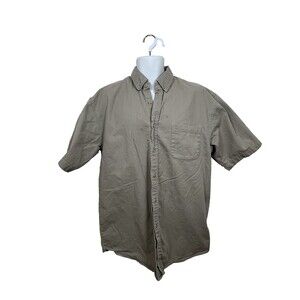 Stone River Outfitters Shirt Mens Large Khaki Button Down Short Sleeve Knit J